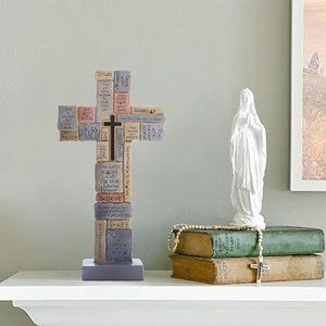 Standing Cross with Inspirational Words and Phrases